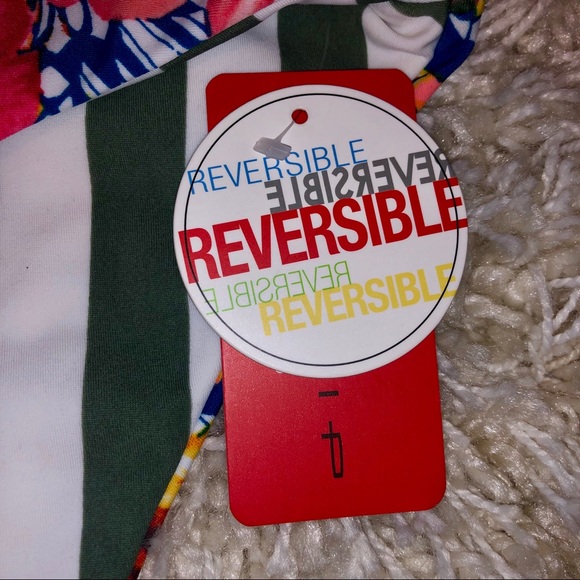 NWT Reversible floral flower/ stripe bikini bottom - Picture 3 of 5